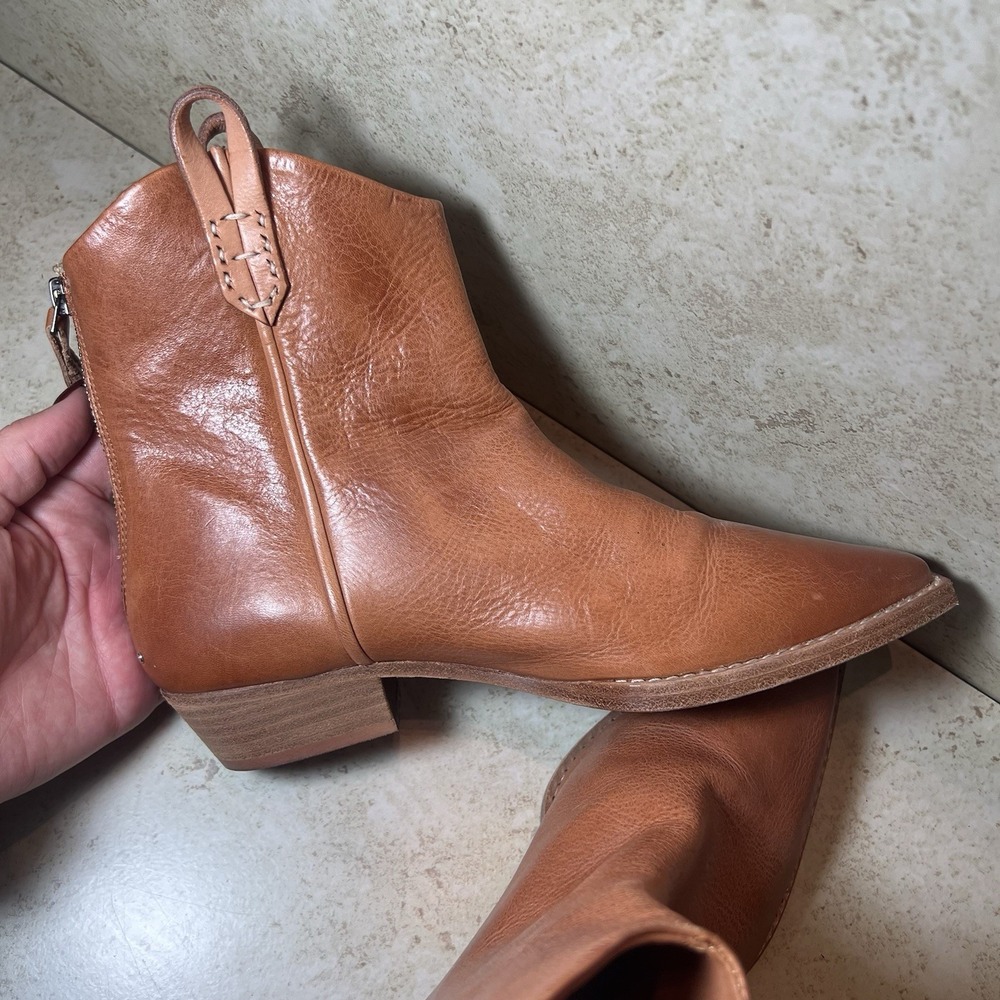 We The Free Brown Leather Western Ankle Boots - Picture 7 of 12